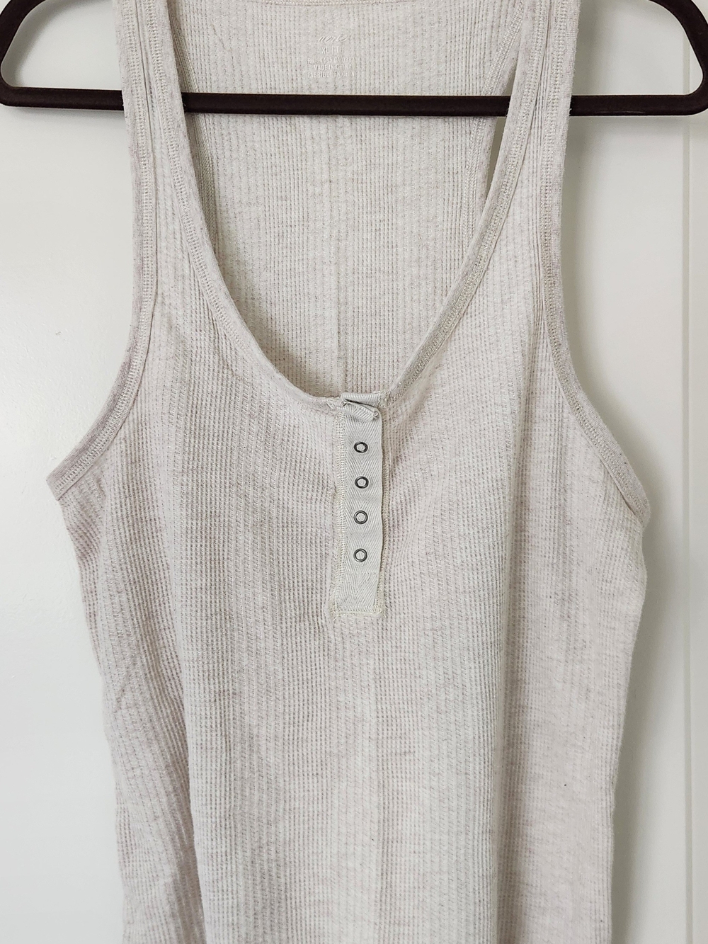 aerie Cream Ribbed Henley Tank Top